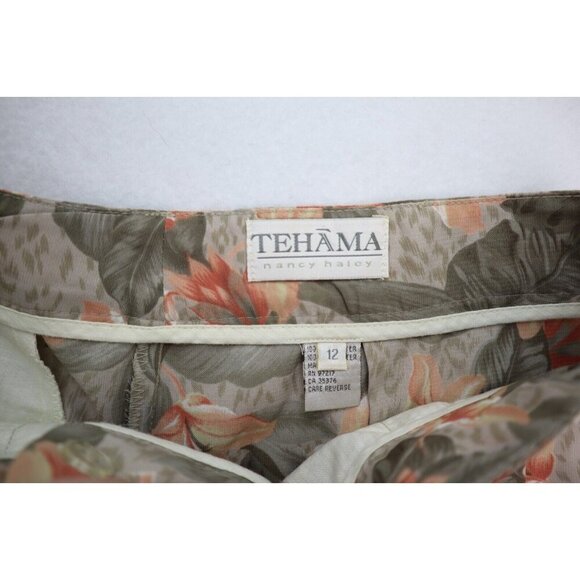 Tehama Nancy Haley Vintage Women's Shorts Size 12 Floral Print Pleated High Rise - Picture 3 of 11